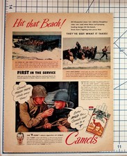 Vintage 1940s WWII Camel Cigarettes Ad 