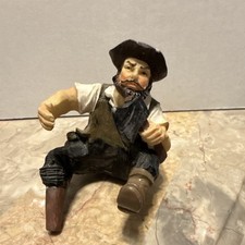 Vintage Resin Peg Leg Pirate. Beard and Axe Hand Painted. picture