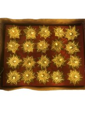 Vintage CHRISTMAS LIGHTS Alderbrook Stars 20 String Set STARBURST Tin Gold New picture