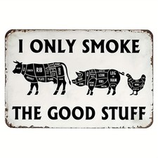 2D Flat, Vintage BBQ Butcher Meat Cutting Chart Tin Metal Signs Home Décor Water picture