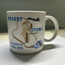 Vintage Desert Storm Desert Shield Gulf War Mug 1990 1991 Saddam Baghdad Kuwait picture