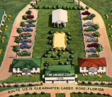 Vintage Postcard Linen Aerial View Unique Court Apartments Largo Florida FL picture