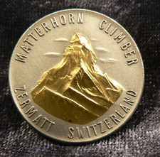 SWITZERLAND, ALPINE: MATTERHORN and ZERMATT; CLIMBER = bidder, souvenir brooch picture