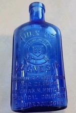 Vintage Cobalt Blue Embossed Phillips Milk Of Magnesia Glass Bottle 7