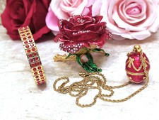 Luxury Gift for her Imperial Faberge egg 5ct Ruby Jewelry SET 24k GOLD HANDMADE picture