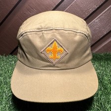 VTG Boy Scouts of America Hat Large 5 Panel Cadet Field Cap Green Fleur De Lis picture