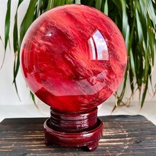 16.02LB Large red melted crystal ball for repairing spiritual energy therapy picture