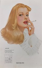 1947 Alberto Vargas Varga Girl January Esquire Pin-Up Calendar Page 13x8.25 picture