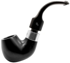 Peterson Deluxe System Ebony Silver Mounted Med / Small Bent Billiard Pipe 12.5 picture