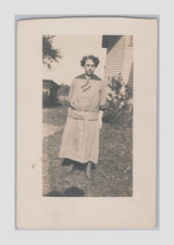 c.1910 RPPC Girl Esther Ladue Drop-Waist Polka Dot Dress Wide Belt Sailor Collar picture