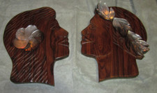 POLYNESIAN HAWAIIAN MAN WOMEN FLOWERS IN THERE HAIR WALL HANGING ART picture