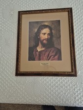 Vintage Framed Art Print Jesus Christ by Heinrich Hoffman lot M10 picture