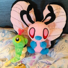 NEW Pokemon Shiny Pink Blue 6in Butterfree Plush Doll 6in Green Caterpie Set picture