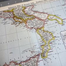 Historical Reference Map Ancient Italy Southern 1910 antique color Map Wall Art picture