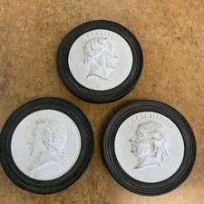 Antique French Plaster Portrait Medallions Mozart Rossini Beranger Set of 3 picture