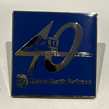 MTA Metro-North Railroad 40th Anniversary 1983-2023 Blue Square Lapel Pin *RARE* picture