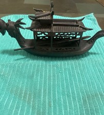 Asian Oriental Chinese Dragon Boat Carved Wooden picture