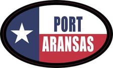 4.75in x 3in Flag Oval Port Aransas Vinyl Sticker Car Truck Vehicle Bumper Decal picture