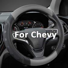 Car Steering Wheel Cover Customized for Chevy, Black and Gray picture