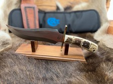Sam Colt Knife Bowie Knife With Stag Handle With Leather Sheath Mint In Pouch C4 picture