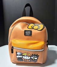 Hello Kitty x Naruto Shippuden Mini Faux Leather Backpack Tan/Orange Zip picture