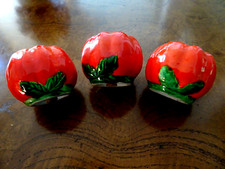 THREE VINTAGE TOMATO SALT (2) & PEPPER (1) SHAKERS - JAPAN picture