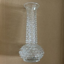 Vintage E.O. Brody Clear Hobnail Glass Bud Vase USA 7.75” Mid-Century Cottage picture