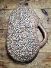Vintage Kashmir Hand Carved Walnut Wood Jewelry Box Birds Floral picture