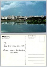 Vintage SÃO PAULO Brazil Ibirapuera Park Cityscape Lake Brasilcolor Postcard picture