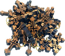 50 Olive Wood Carved Jesus Cross Hand Made Holy Land Jerusalem for Rosary picture