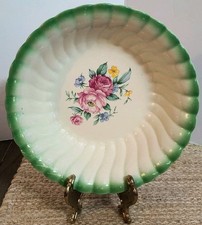 Vintage  Homer Laughlin Specialty Bowl Green Floral Swirl 1956 ~ 9