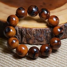 20mm*12 Natural Lightning Strikes Jujube Wood Beads Men Woman Amulet Bracelet picture