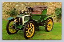 1903 7H.P. Panhard-Levassor automobile green body yellow wheels postcard picture