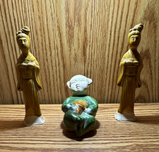 Chinese 3-Piece Figurine Lot - 2 Standing Figures & 1 Seated Child Figure picture