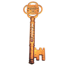 Vtg Metal Key Advertising Wall Thermometer Dickson Pharmacy Amarillo, TX WORKS picture