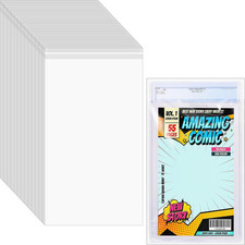 50 Pcs Resealable Graded Comic Book Bags,Clear Plastic Comic Sleeves for CGC and picture