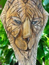 Vintage OOK Hand Crafted Lion Head Tiki Hanging Wall Art Palm Frond w/Wire 27