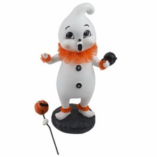 Ghoulish Marching Circus Ghost Halloween Figure Decor White Orange DAMAGED picture