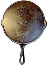 Antique c1910 Piqua Ware Miami Cast Iron Skillet Pan Thin Wall Restored Flat picture