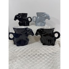 Vintage Frankoma Pottery Democratic Donkey Mugs 1985 1986 Set of 4 Mulicolor picture