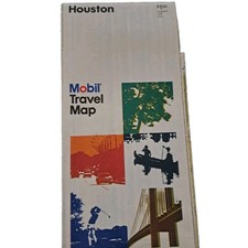 Vintage Houston MOBIL Travel Map 1970s 1976 Texas Ephemera  picture