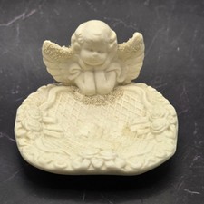 Vintage Bisque Porcelain Cherub Soap or Trinket Dish picture