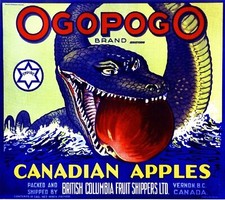 Ogopogo Brand Apples Vernon B.C. Canada Serpent Apple Fruit Crate Label Print picture