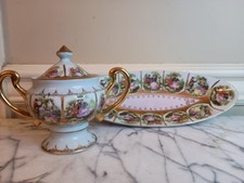 VINTAGE CREAMER AND SUGAR FOOTED BOWLS COURTING COUPLE, 10