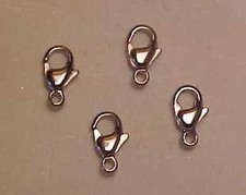 9mm LOBSTER CLASPS for 1:9 Traditional Model Horse Tack - SILVER-TONED Set-of-4 picture