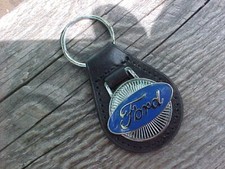FORD LARGE BLUE OVAL LEATHER KEY FOB VINTAGE NOS CUSTOM-MADE HI-QUALITY RARE picture