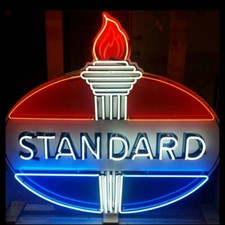 US STOCK Standard Gas Oil Gasoline Vintage Neon Light Sign Glass Decor 24