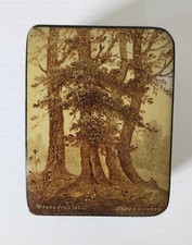 Vintage Fedoskino Russian Lacquer Box Oak Grove #1417 Hand Painted w/ Papers picture
