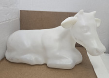 Vtg Blow Mold White Pearl Lighted Nativity Cow General Foam Plastics Christmas picture