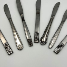 Vintage MCM Lot of 7 Stainless Steel Knives Flatware Mixed MSI Japan Korea picture